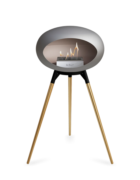 Le Feu Ground Wood High Dome Fireplace in Nickel Color