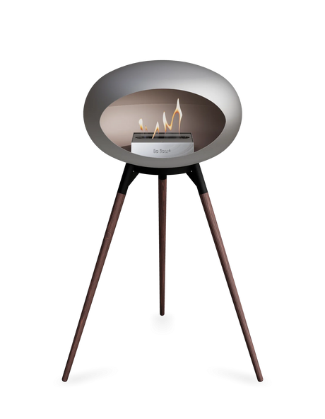 Le Feu Ground Wood High Dome Fireplace in Nickel Color