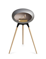 Le Feu Ground Wood High Dome Fireplace in Nickel Color