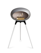 Le Feu Ground Wood High Dome Fireplace in Nickel Color