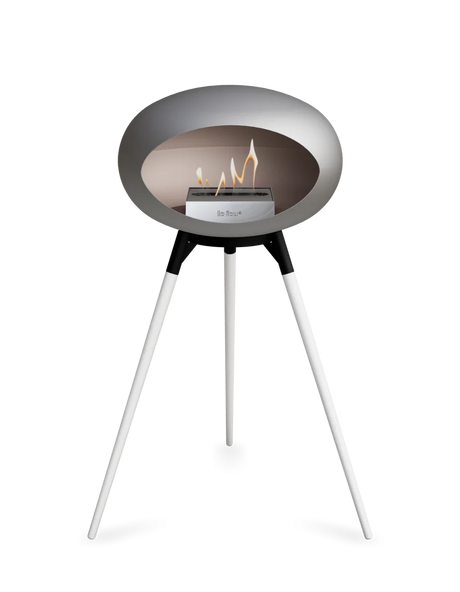 Le Feu Ground Wood High Dome Fireplace in Nickel Color