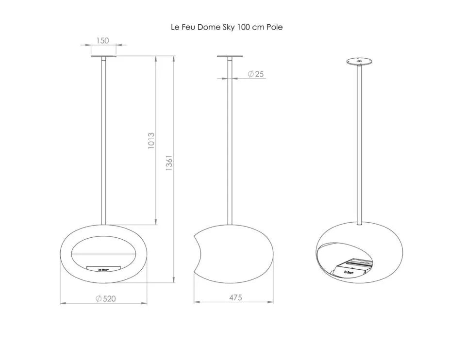 Le Feu Sky Ceiling Fireplace in White Color