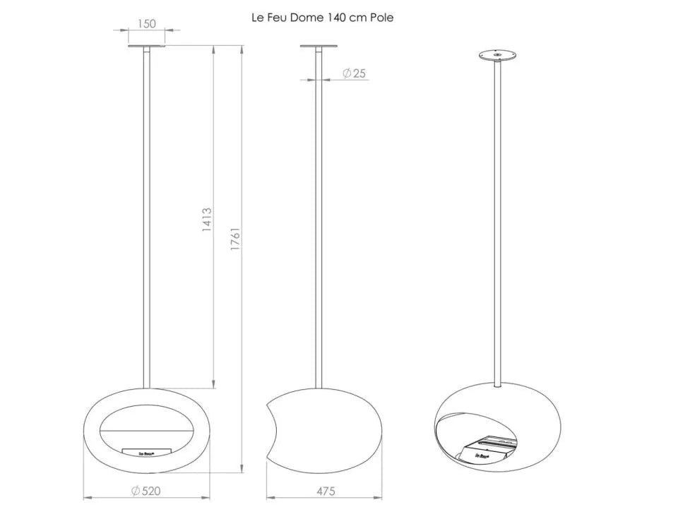 Le Feu Sky Ceiling Fireplace in White Color