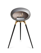 Le Feu Ground Wood High Dome Fireplace in Nickel Color