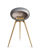 Le Feu Ground Wood High Dome Fireplace in Nickel Color