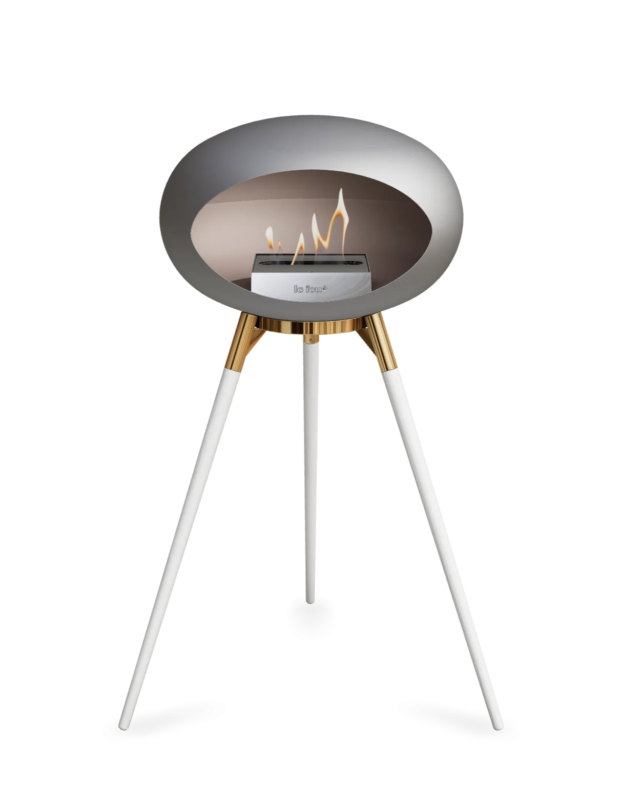 Le Feu Ground Wood High Dome Fireplace in Nickel Color