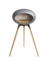 Le Feu Ground Wood High Dome Fireplace in Nickel Color