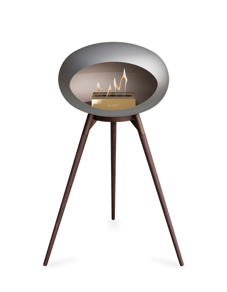 Le Feu Ground Wood High Dome Fireplace in Nickel Color