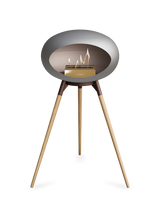 Le Feu Ground Wood High Dome Fireplace in Nickel Color