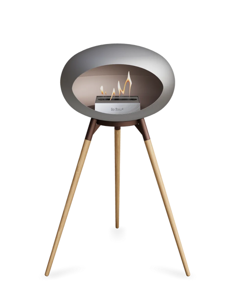 Le Feu Ground Wood High Dome Fireplace in Nickel Color