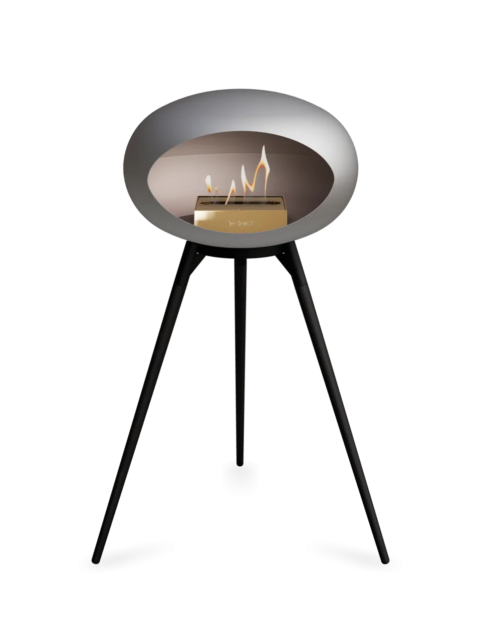 Le Feu Ground Wood High Dome Fireplace in Nickel Color