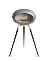 Le Feu Ground Wood High Dome Fireplace in Nickel Color