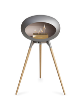 Le Feu Ground Wood High Dome Fireplace in Nickel Color