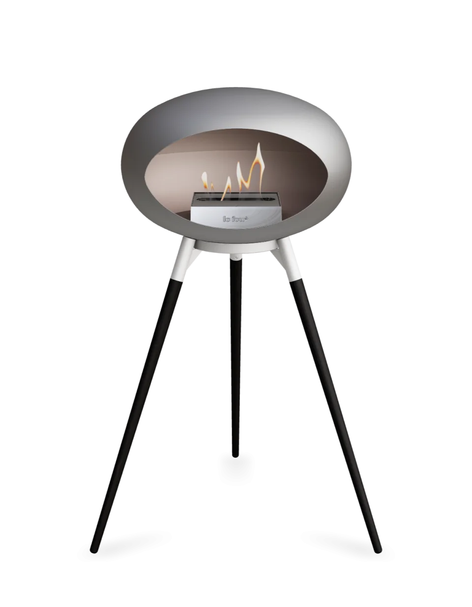 Le Feu Ground Wood High Dome Fireplace in Nickel Color