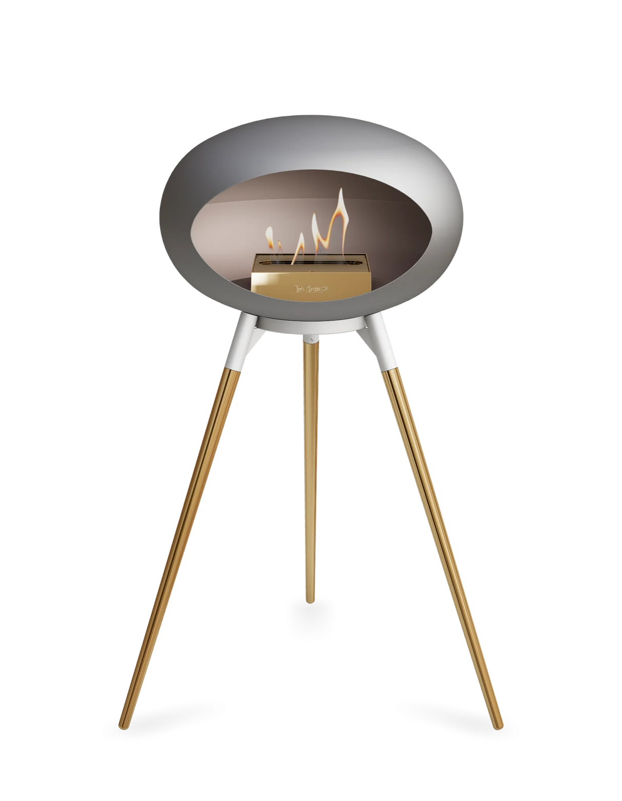 Le Feu Ground Wood High Dome Fireplace in Nickel Color