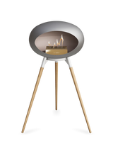 Le Feu Ground Wood High Dome Fireplace in Nickel Color