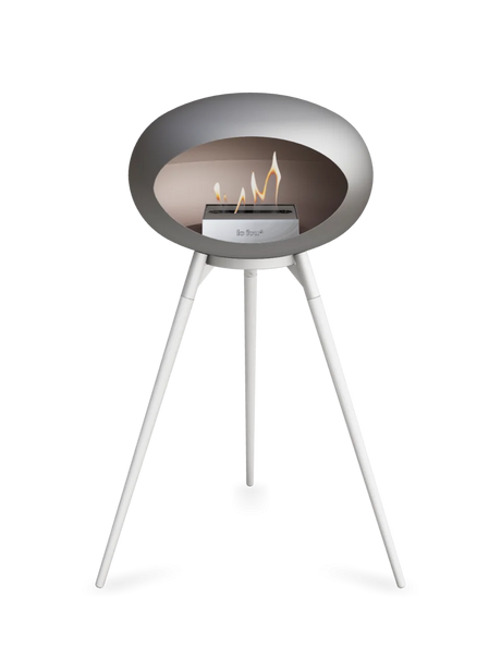 Le Feu Ground Wood High Dome Fireplace in Nickel Color