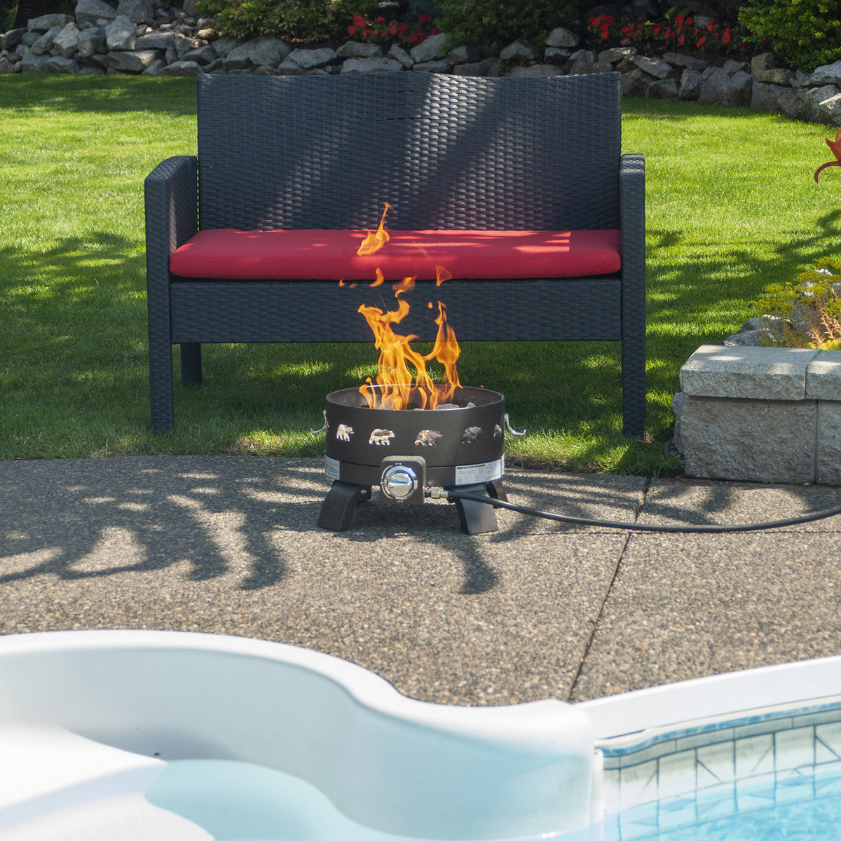 Paramount 18" Bear-Pattern Campfire Portable Gas Fire Pit, Round