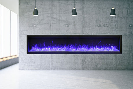 Amantii 100" Symmetry Series Tall Electric Built-In Fireplace, with log and glass