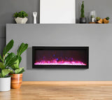 Remii 42" Wall-Mount Electric Fireplace - built-in with glass and black steel surround