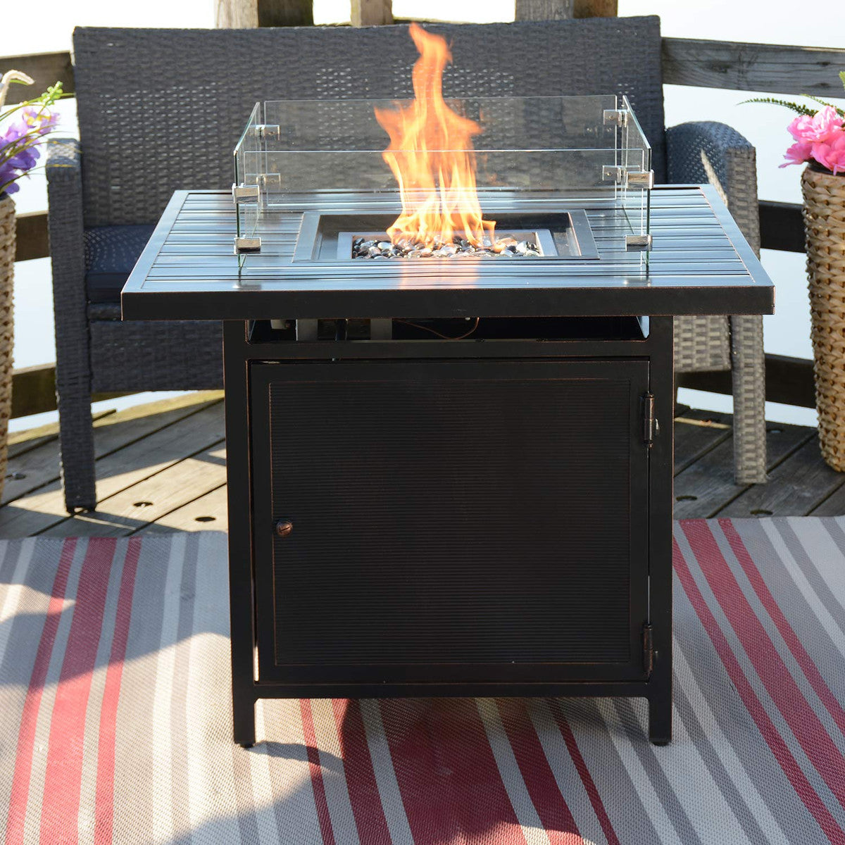Paramount Fire Table Linear Paramount Fire Table Wind Guard, Square – Fire Habitat