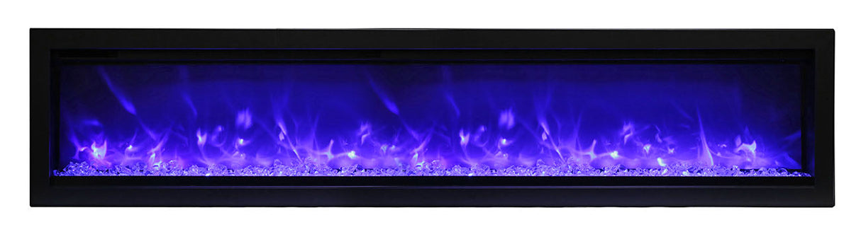 Remii 74" Wall-Mount Electric Fireplace - built-in with glass and black steel surround