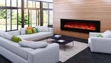 Amantii 72" Wall-Mount Electric Fireplace with Log Set and Glass Surround
